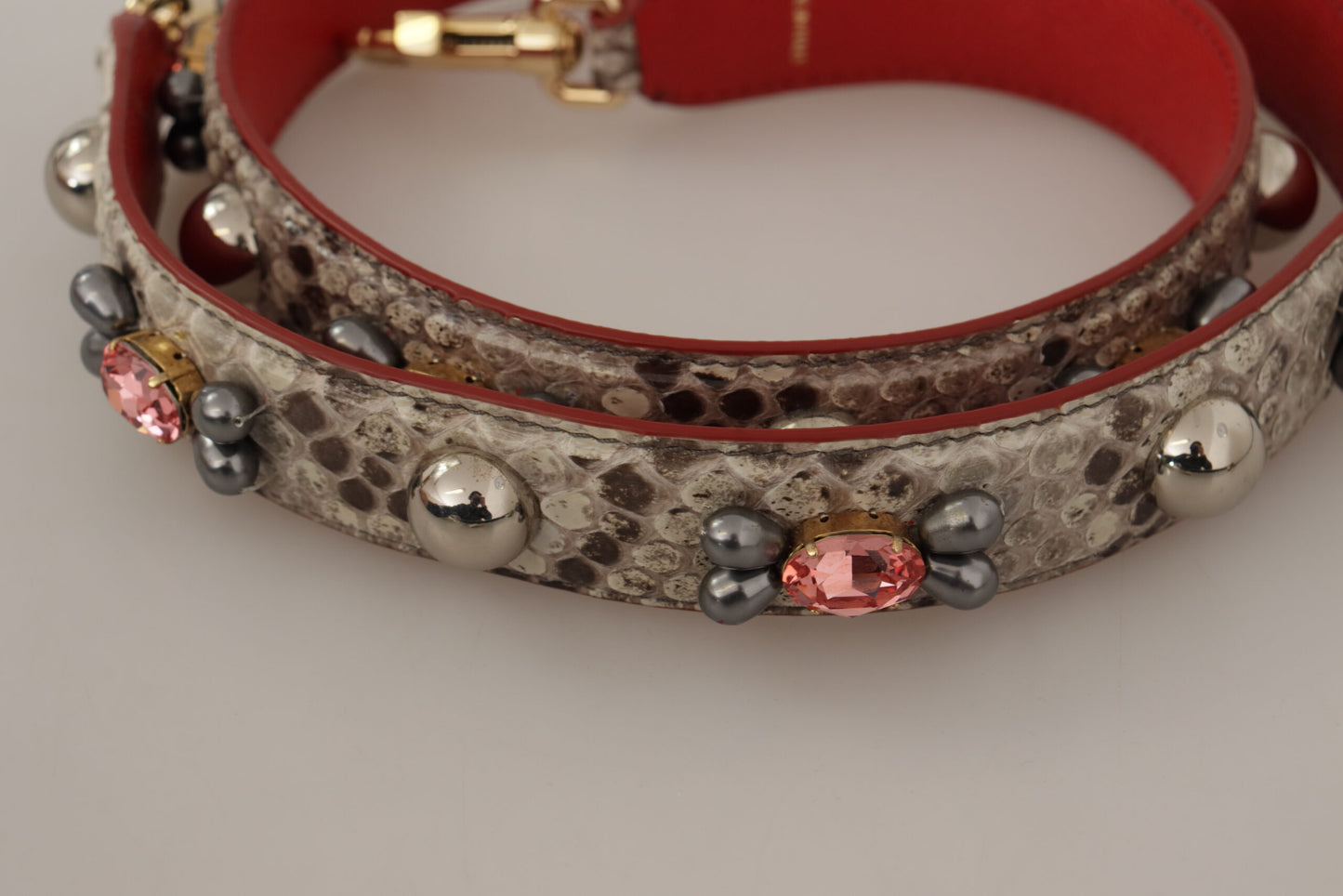 Ремешок для сумки Dolce & Gabbana Opulent из кожи питона бежевого цвета