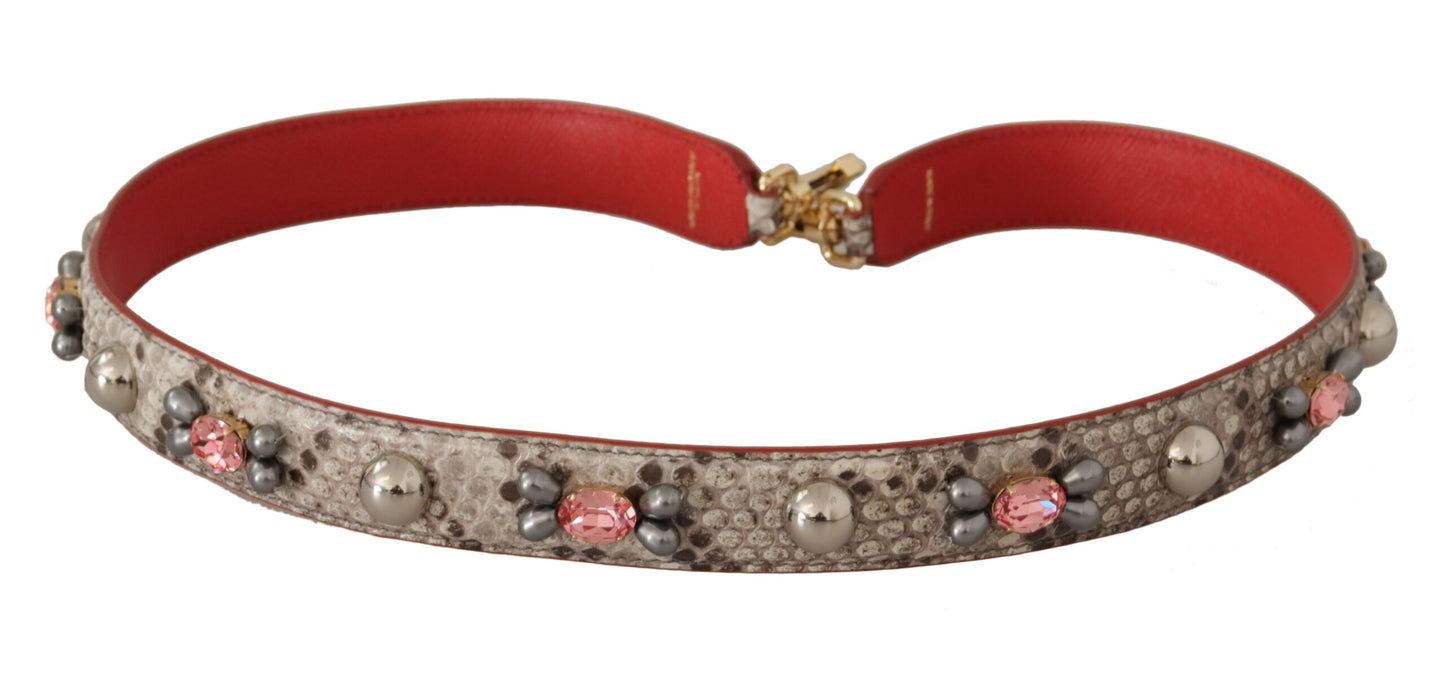 Ремешок для сумки Dolce & Gabbana Opulent из кожи питона бежевого цвета