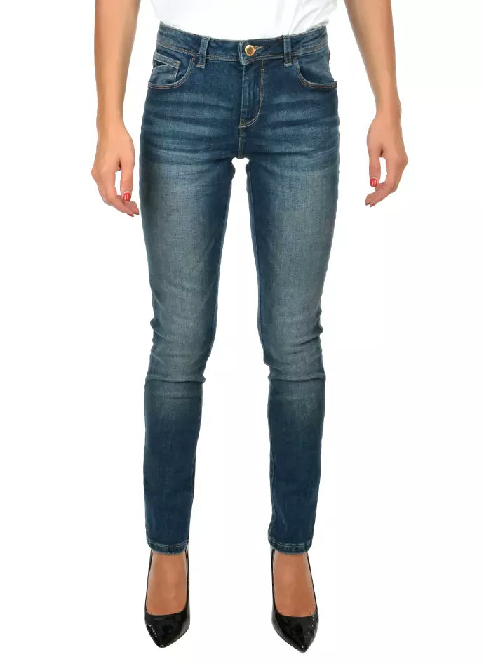 Sì Zee Jeans skinny blu in cotone da donna