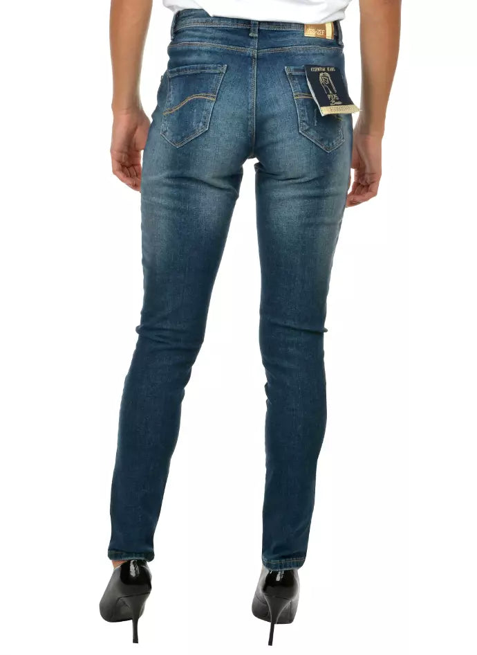 Sì Zee Jeans skinny blu in cotone da donna