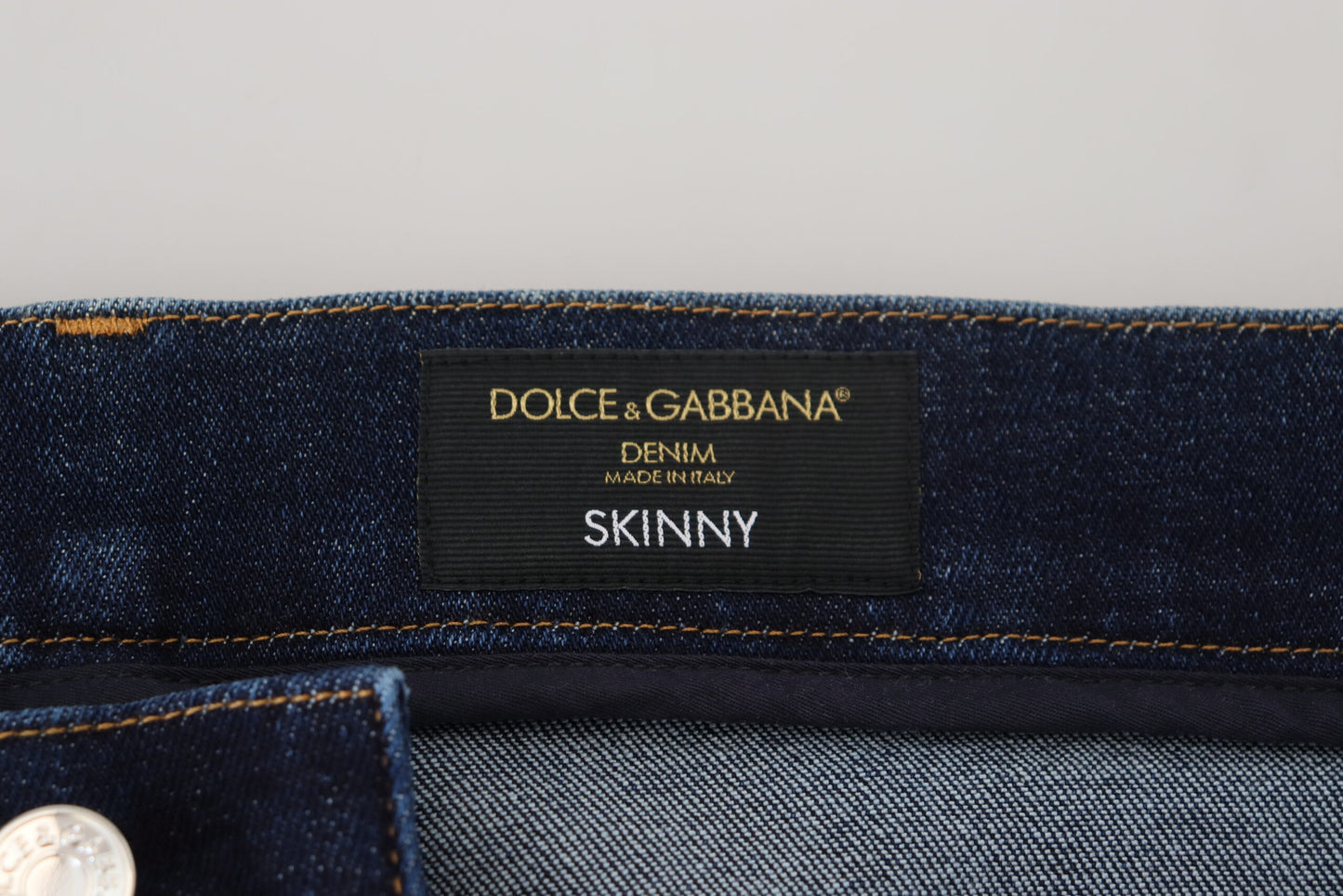 Dolce & Gabbana Элегантные темно-синие джинсы узкого кроя из денима