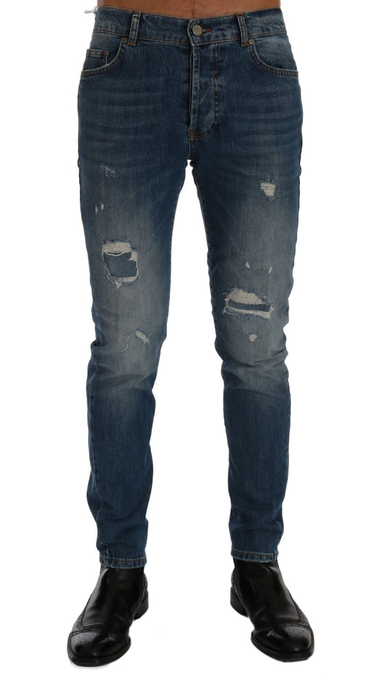 Frankie Morello Svelte Italian Denim - Slim Fit Blue Jeans - PER.FASHION
