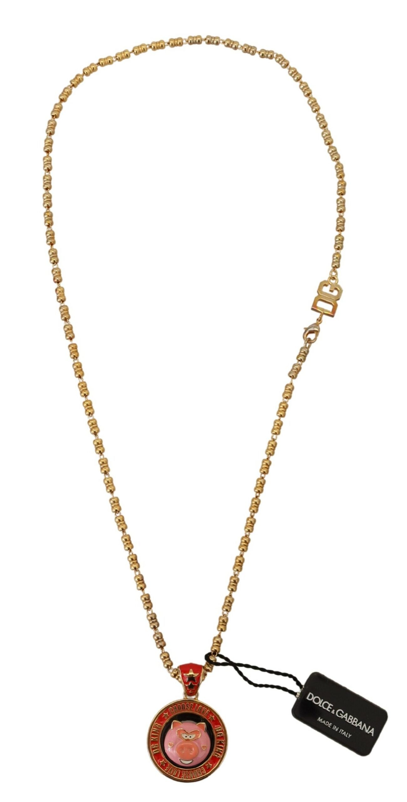 Dolce & Gabbana Elegante collana a catena con ciondolo in oro