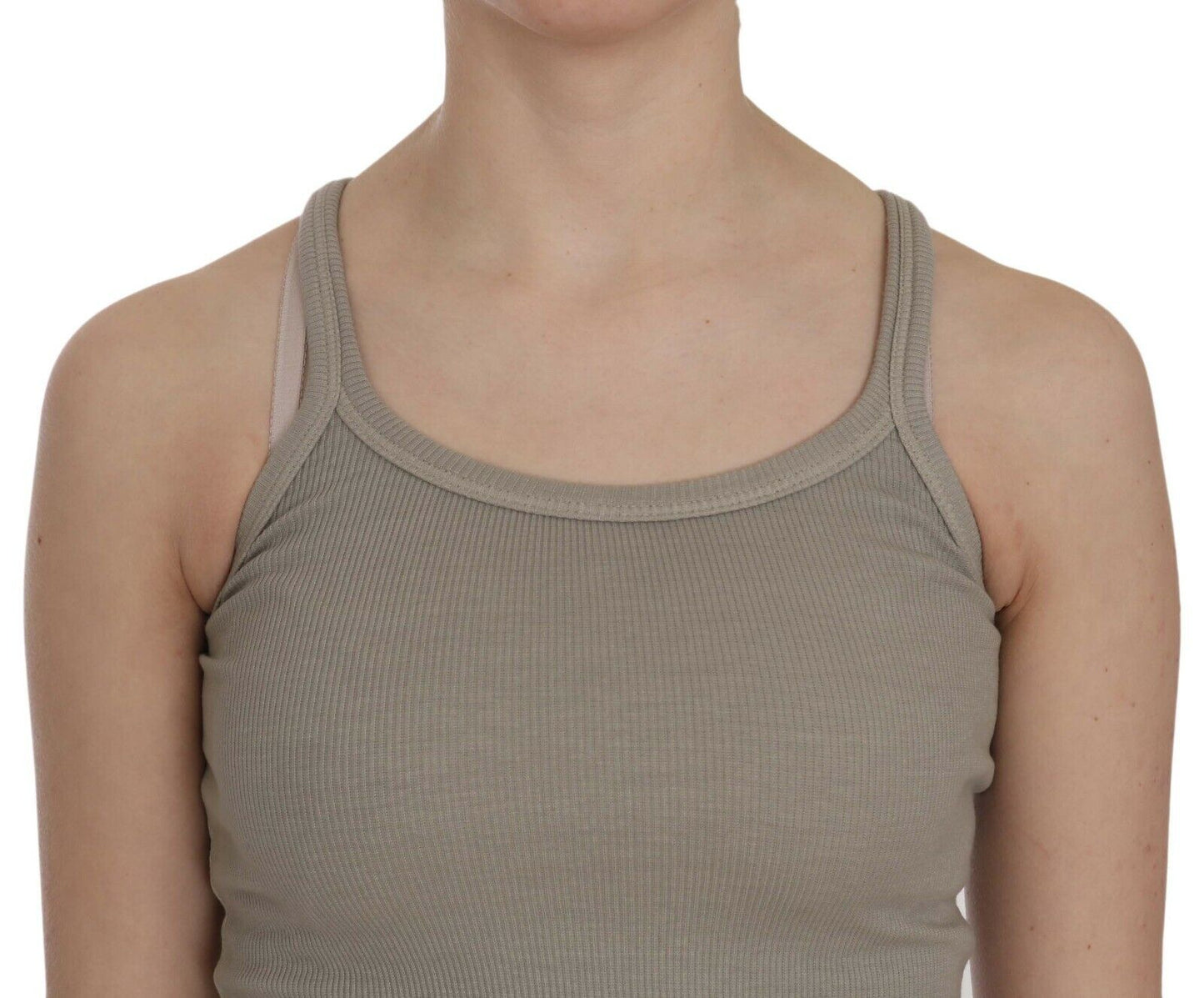 PINK MEMORIES Шикарная бежевая блузка на тонких бретельках