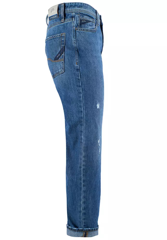 Sì Zee Jeans da uomo in cotone blu