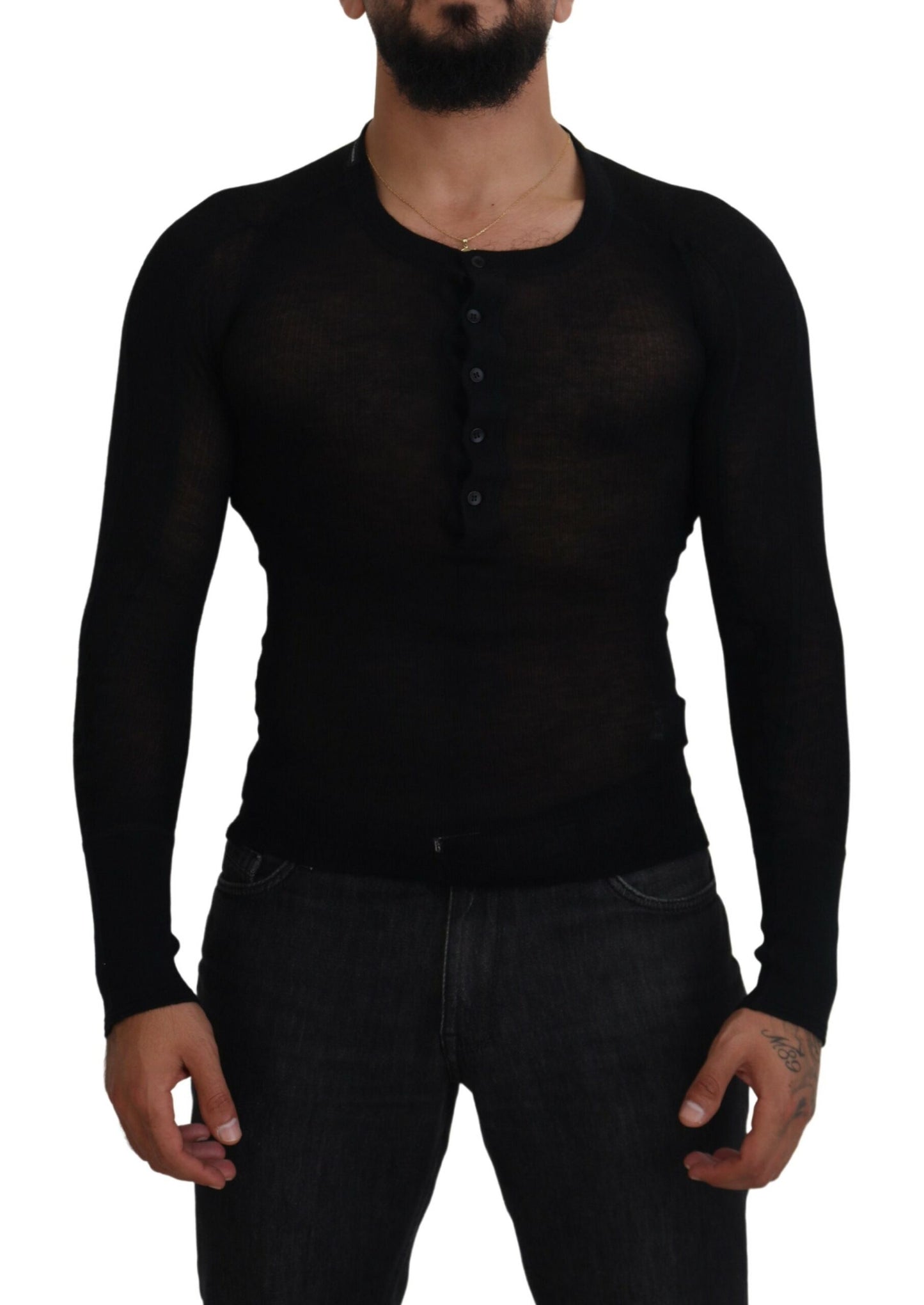 Dolce & Gabbana Elegante maglione pullover in cashmere nero