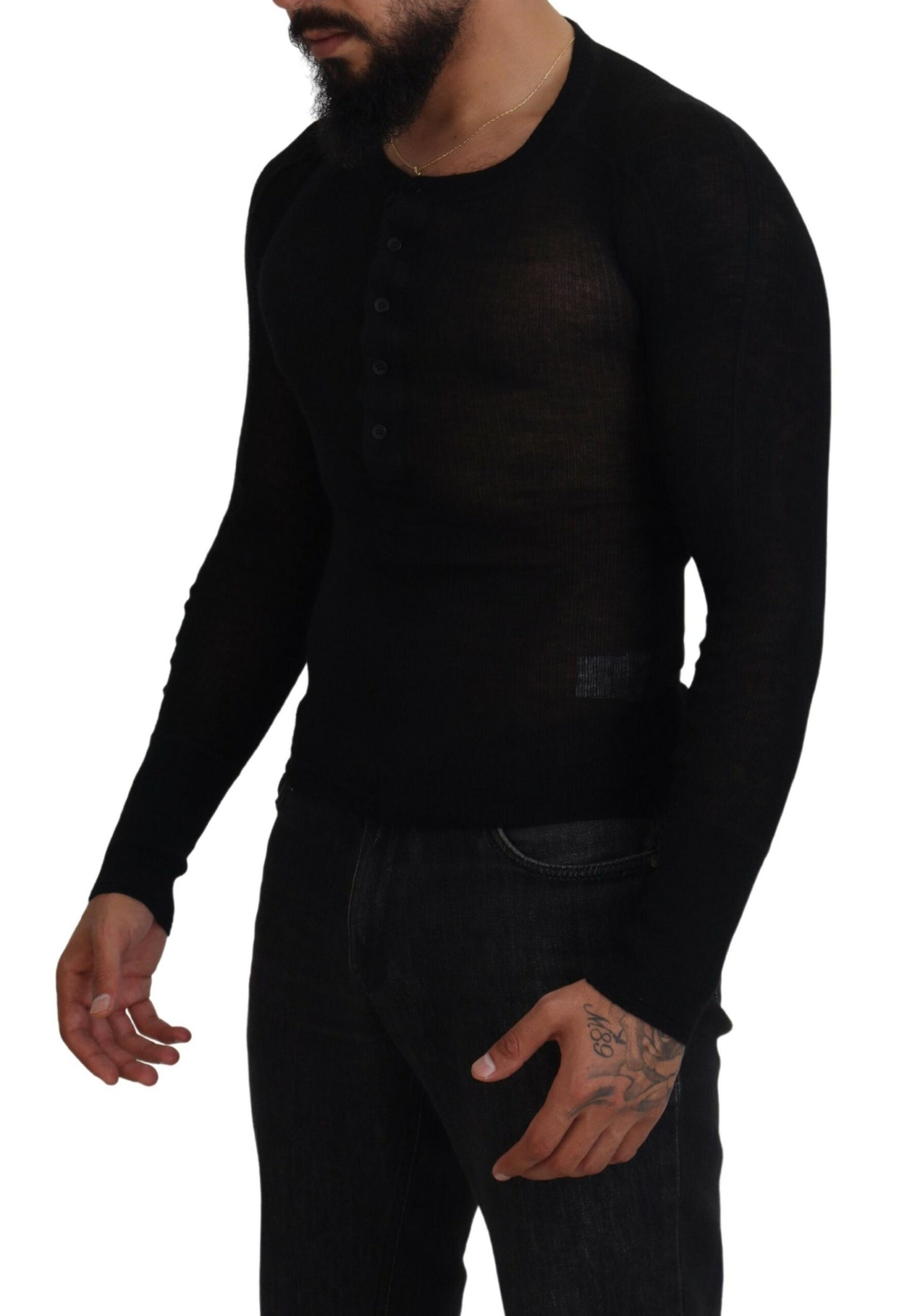Dolce & Gabbana Elegante maglione pullover in cashmere nero