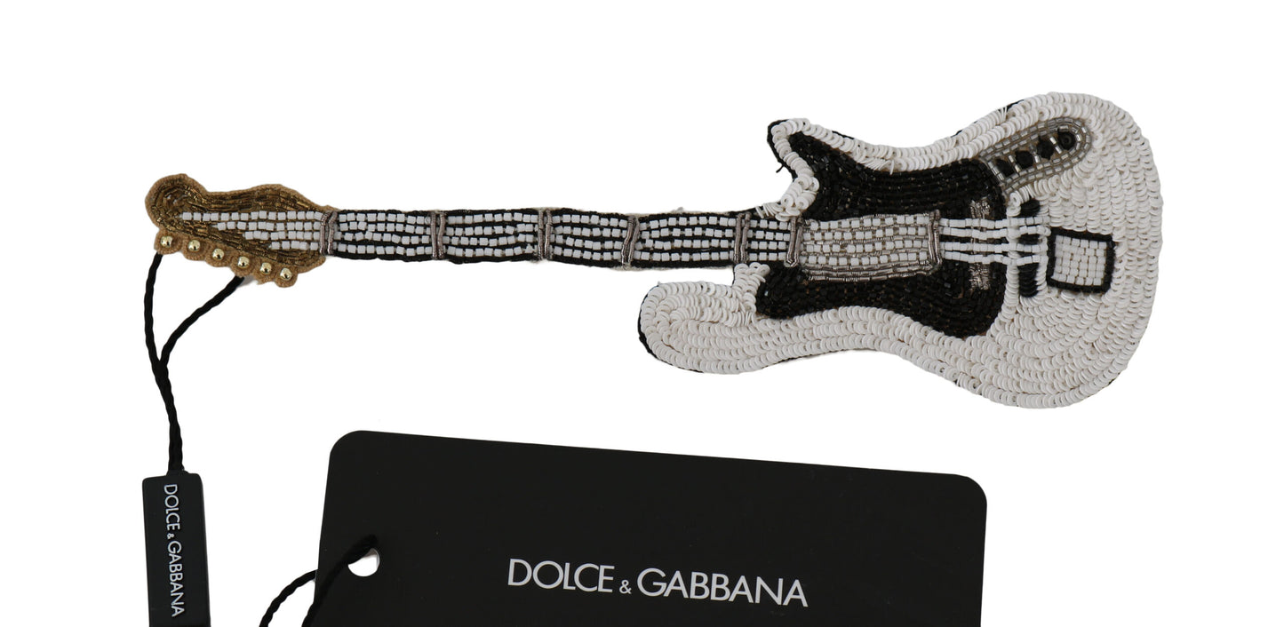 Spilla a forma di chitarra con paillettes dorate Dolce & Gabbana