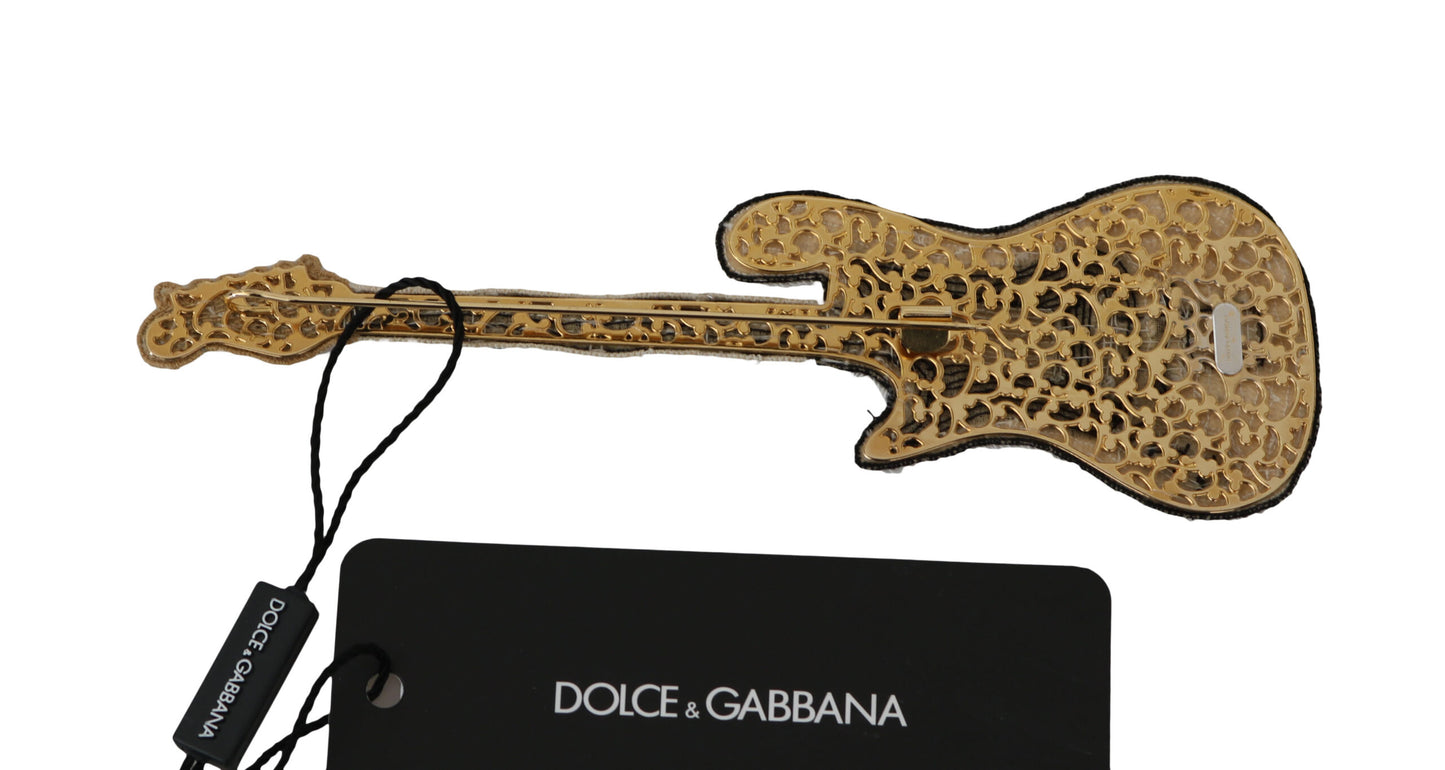 Spilla a forma di chitarra con paillettes dorate Dolce & Gabbana