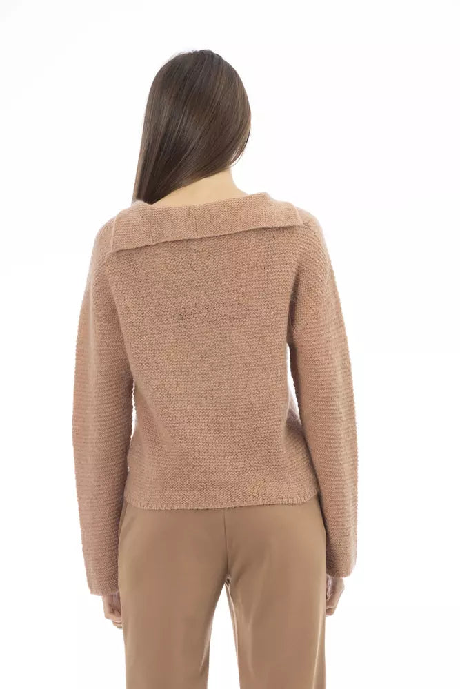 Maglione da donna in lana merino beige Alpha Studio