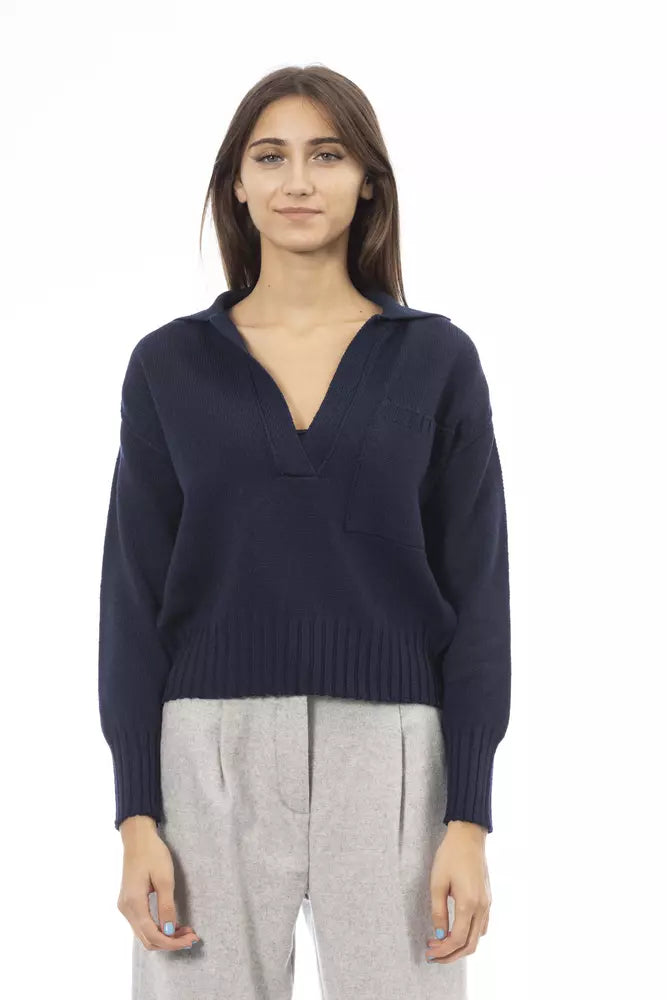 Maglione da donna in lana blu Alpha Studio