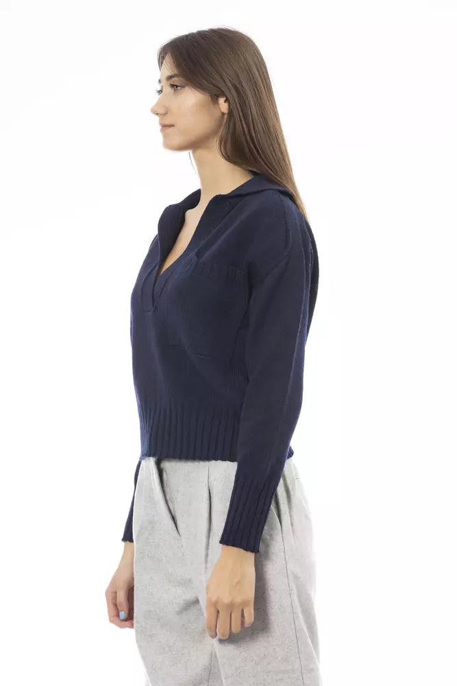 Maglione da donna in lana blu Alpha Studio