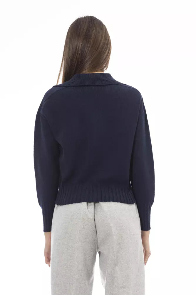 Maglione da donna in lana blu Alpha Studio