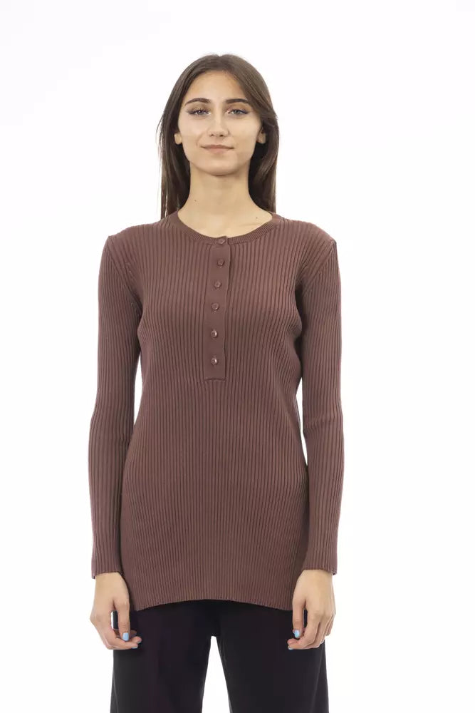 Maglione da donna Alpha Studio in viscosa marrone