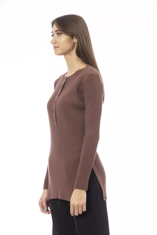 Maglione da donna Alpha Studio in viscosa marrone