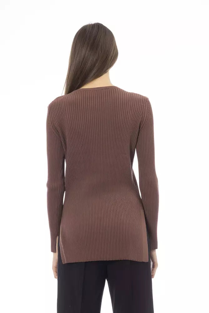 Maglione da donna Alpha Studio in viscosa marrone