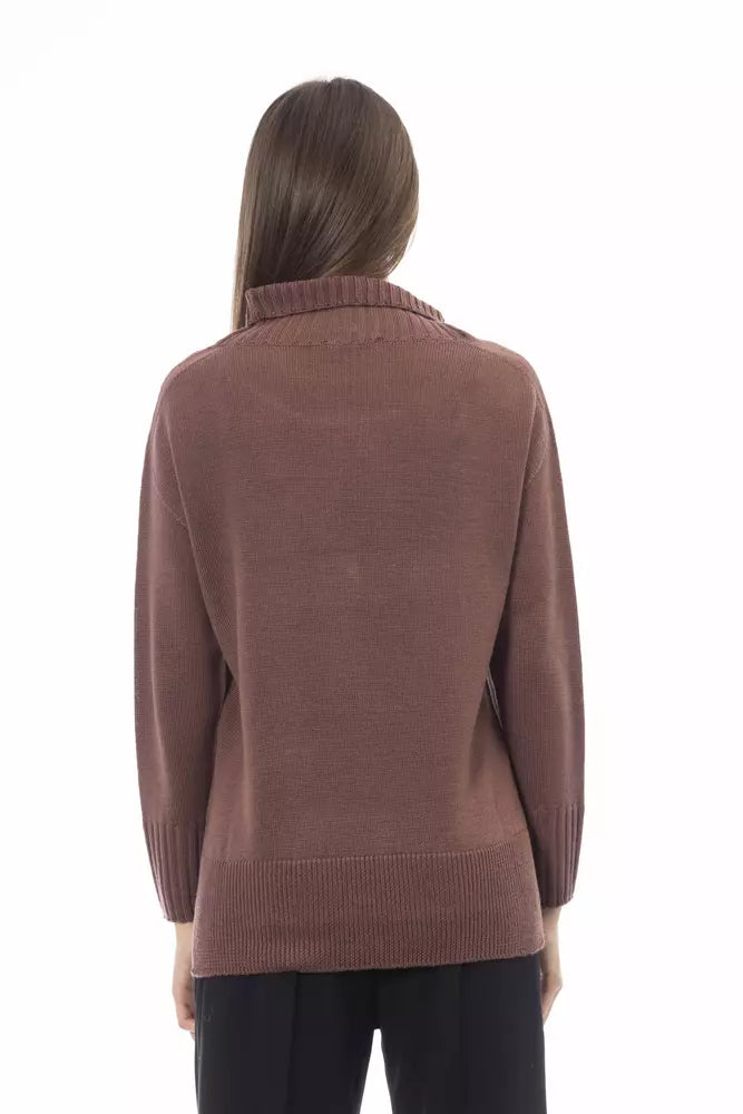 Maglione da donna Alpha Studio in lana merino marrone