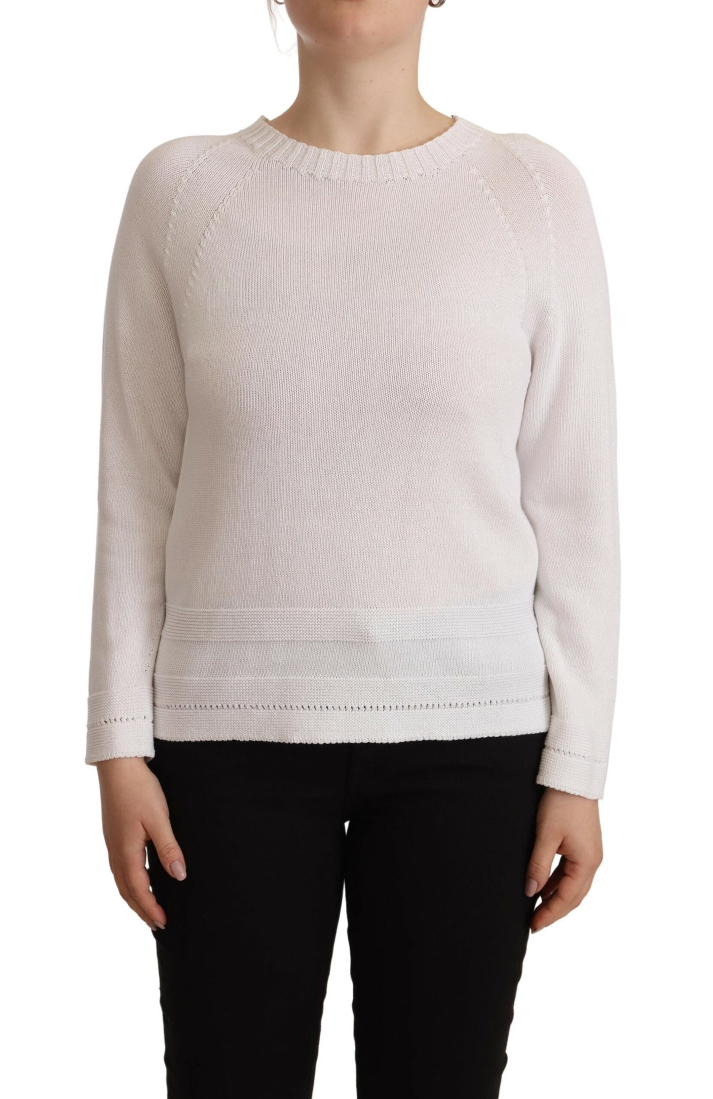 Maglione pullover elegante in cotone bianco Alpha Studio