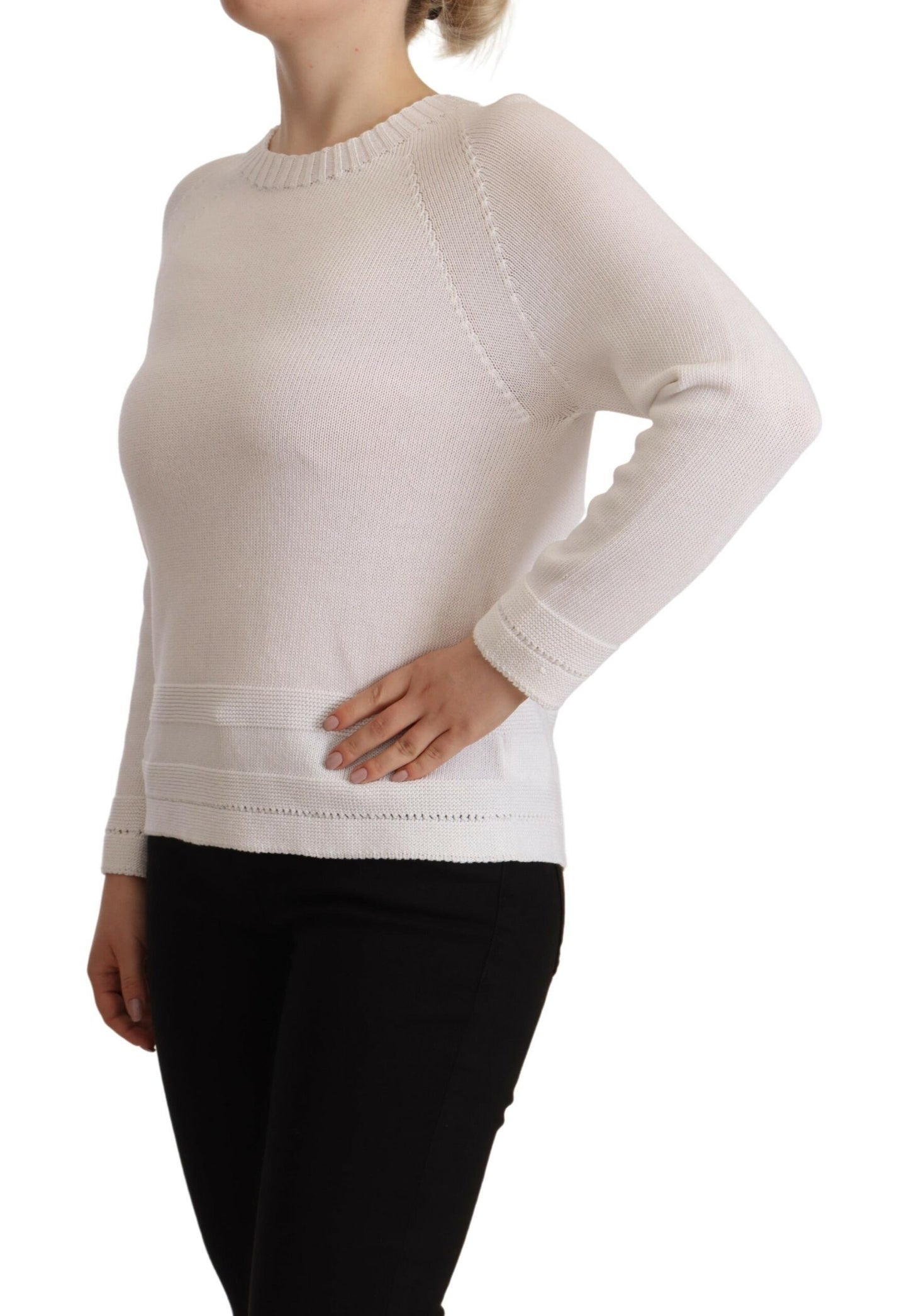 Maglione pullover elegante in cotone bianco Alpha Studio