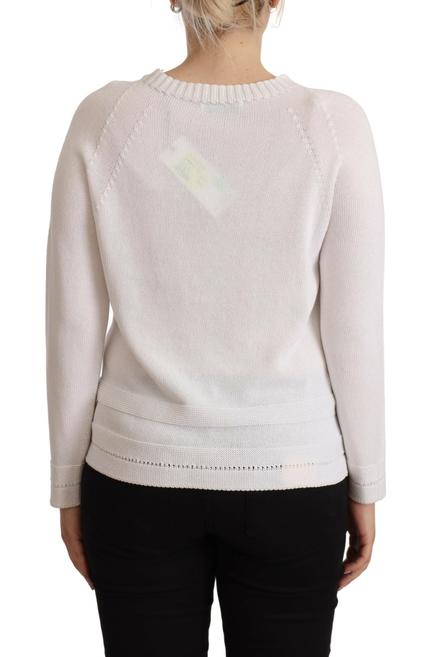 Maglione pullover elegante in cotone bianco Alpha Studio