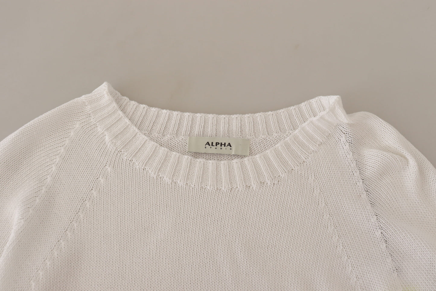 Maglione pullover elegante in cotone bianco Alpha Studio