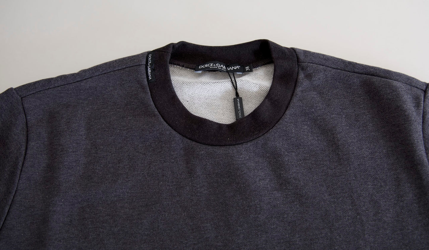 Dolce & Gabbana Elegante Maglione Girocollo Grigio Scuro