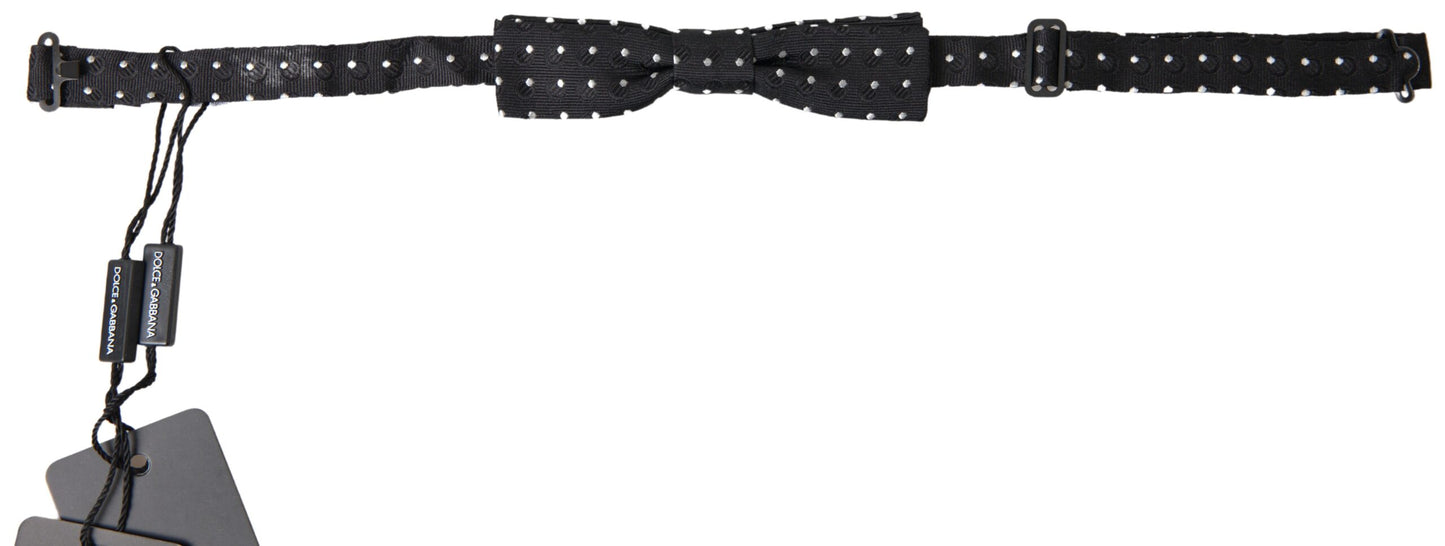 Dolce & Gabbana Elegante papillon nero in seta con chiusura firmata