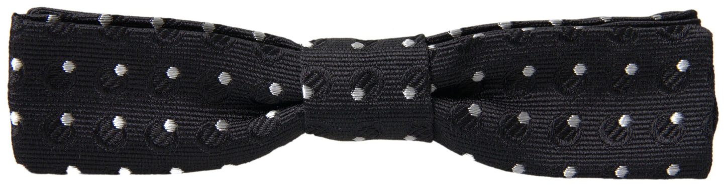 Dolce & Gabbana Elegante papillon nero in seta con chiusura firmata