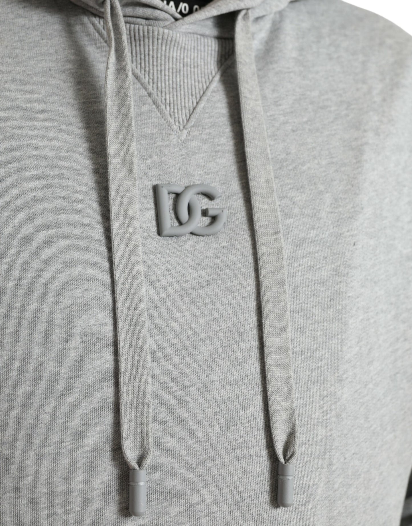 Dolce & Gabbana Maglione in cotone con cappuccio con logo grigio chic