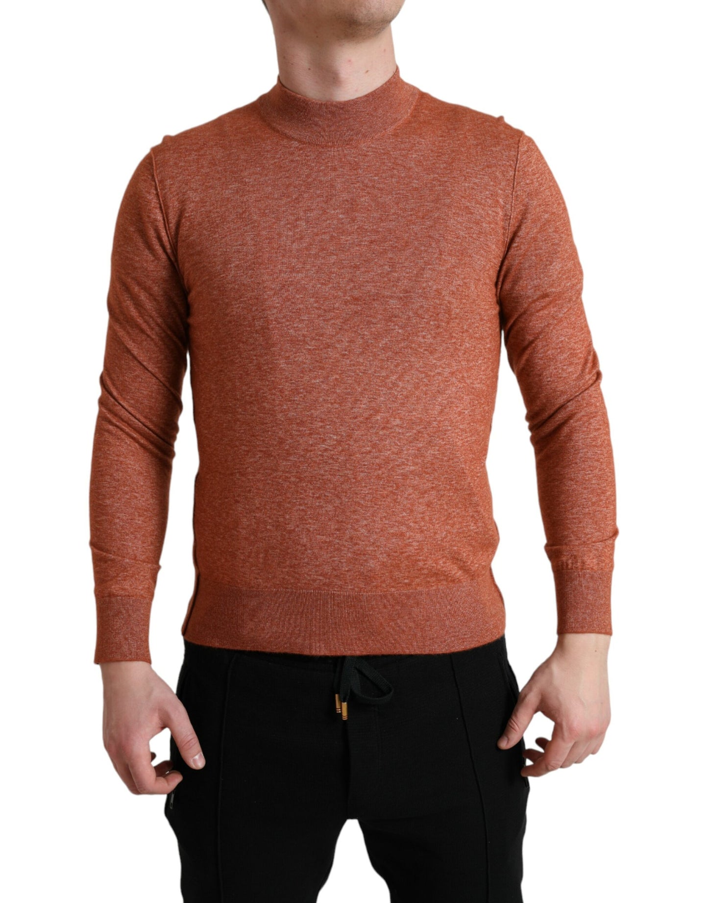 Dolce & Gabbana Maglione Girocollo Arancione in Seta-Cashmere