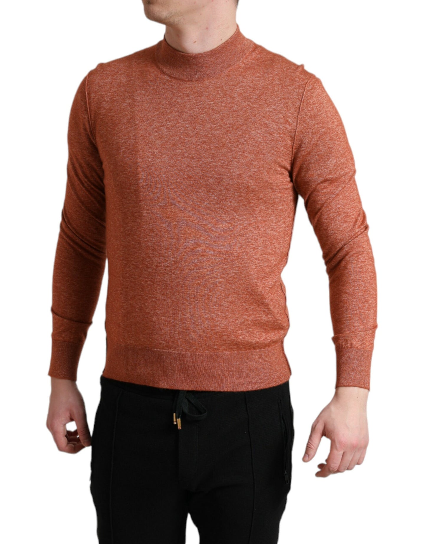 Dolce & Gabbana Maglione Girocollo Arancione in Seta-Cashmere