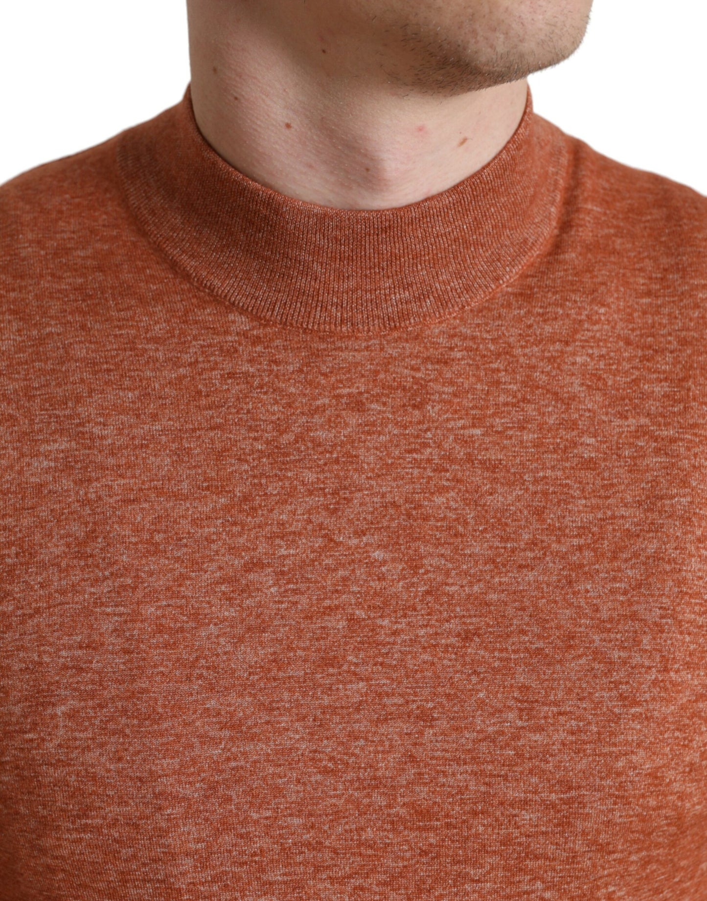 Dolce & Gabbana Maglione Girocollo Arancione in Seta-Cashmere