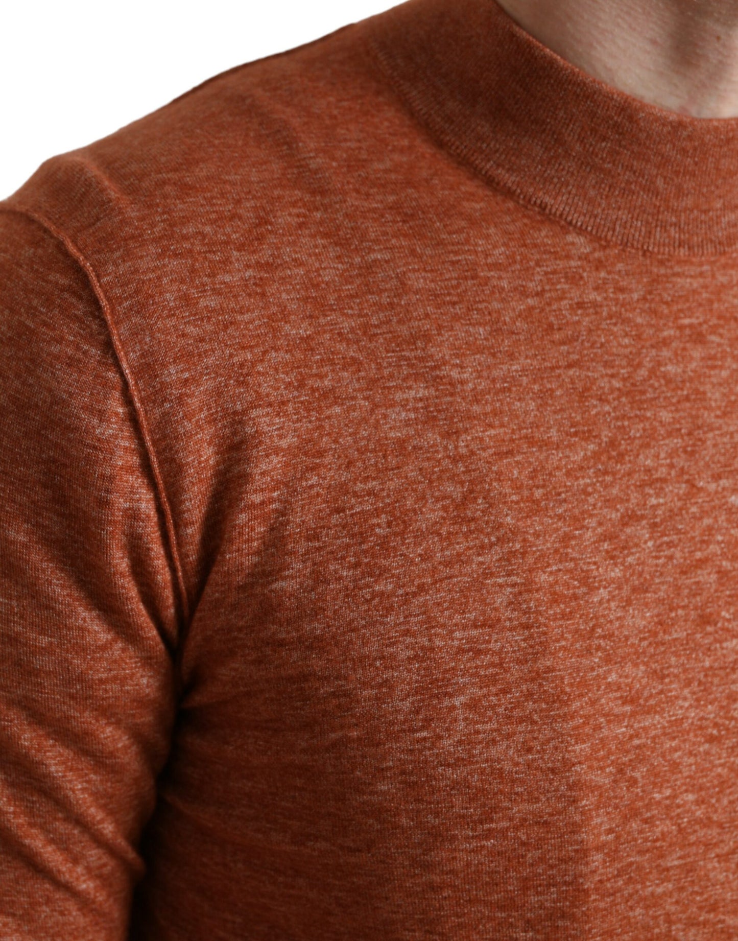 Dolce & Gabbana Maglione Girocollo Arancione in Seta-Cashmere