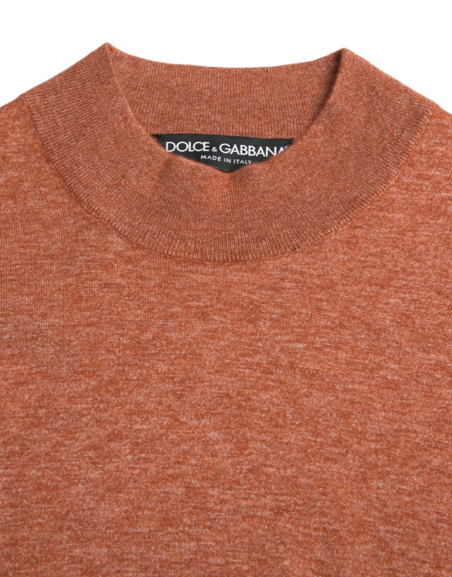 Dolce & Gabbana Maglione Girocollo Arancione in Seta-Cashmere