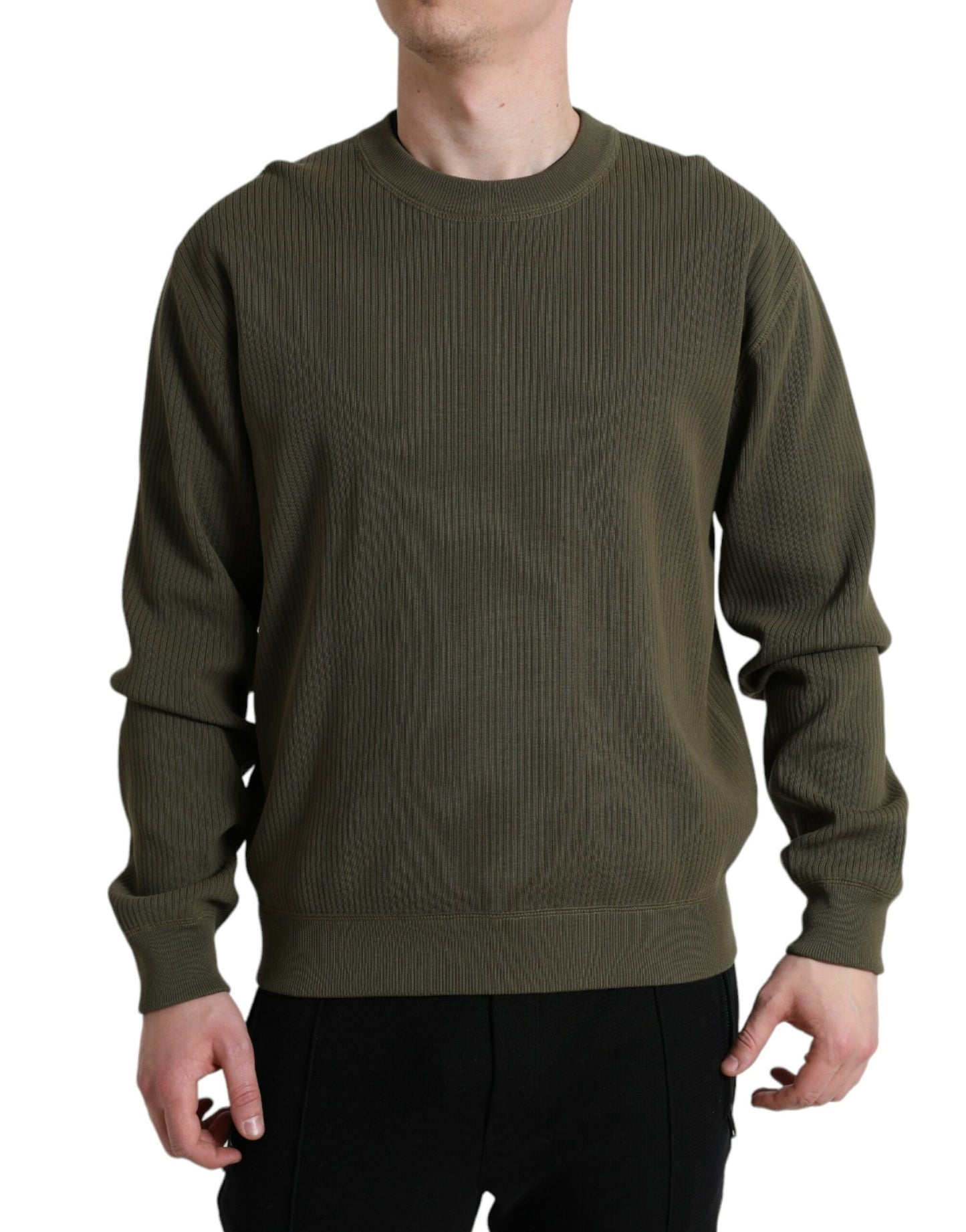 Dolce & Gabbana Elegante Maglione Girocollo In Cotone Verde