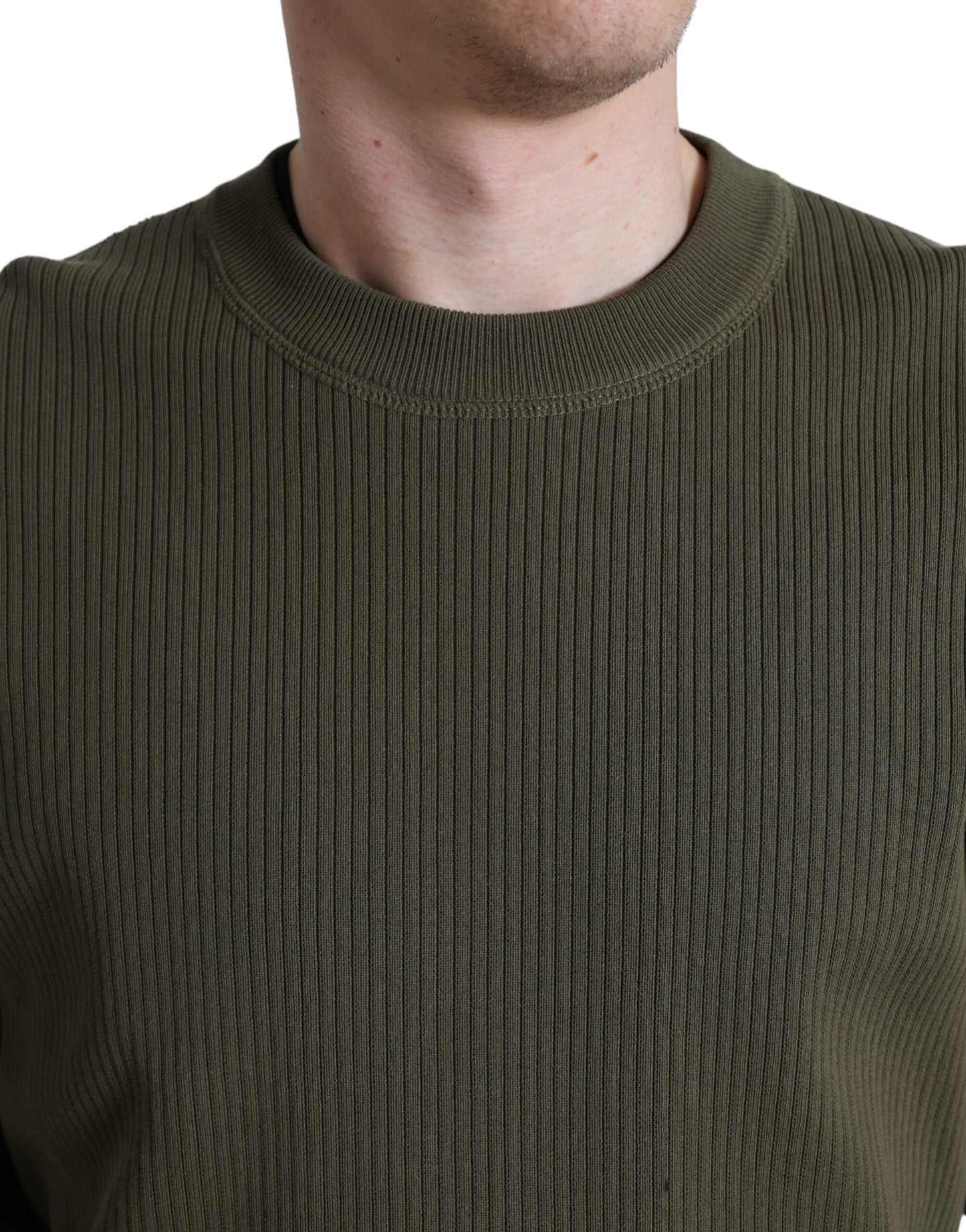Dolce & Gabbana Elegante Maglione Girocollo In Cotone Verde