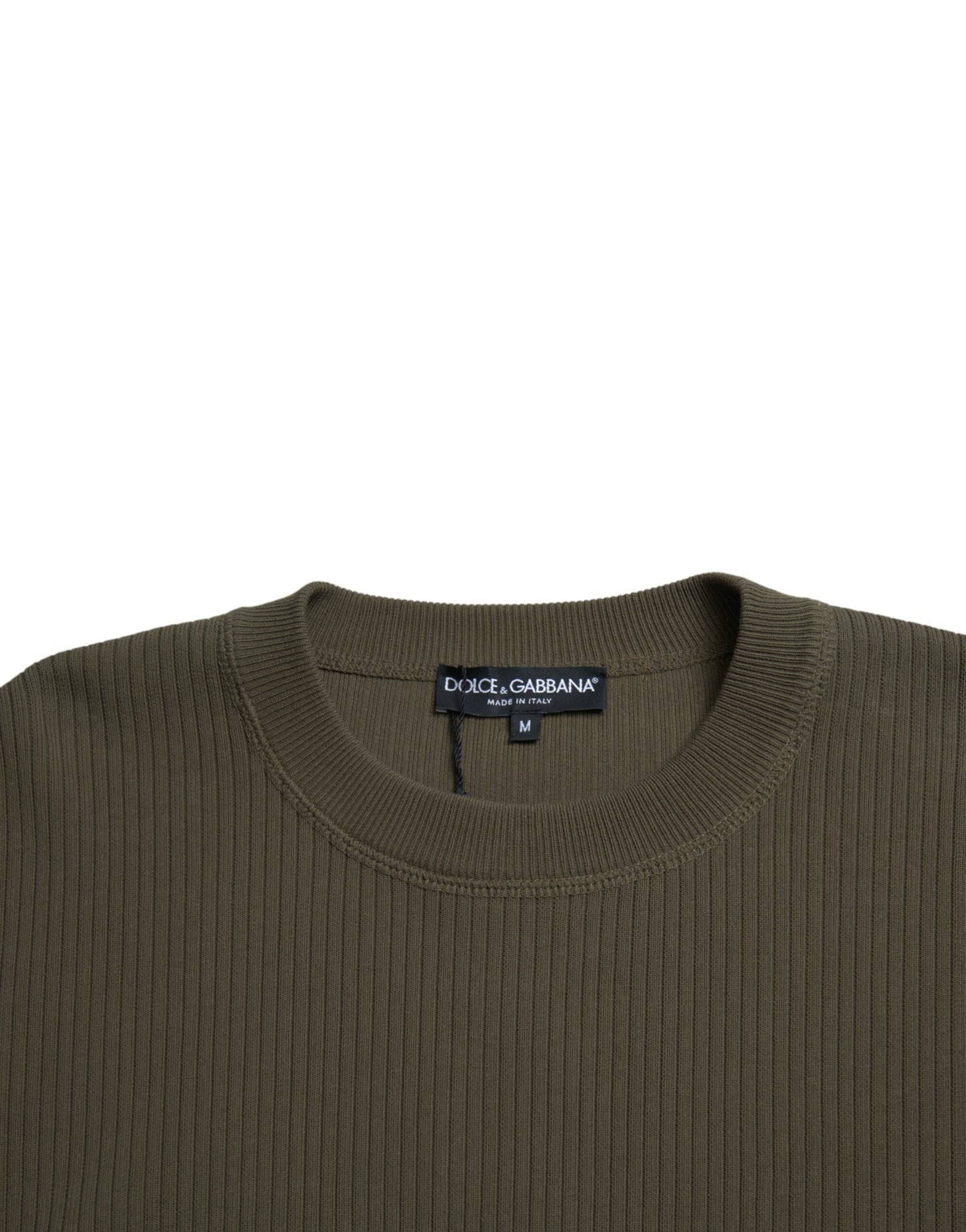 Dolce & Gabbana Elegante Maglione Girocollo In Cotone Verde