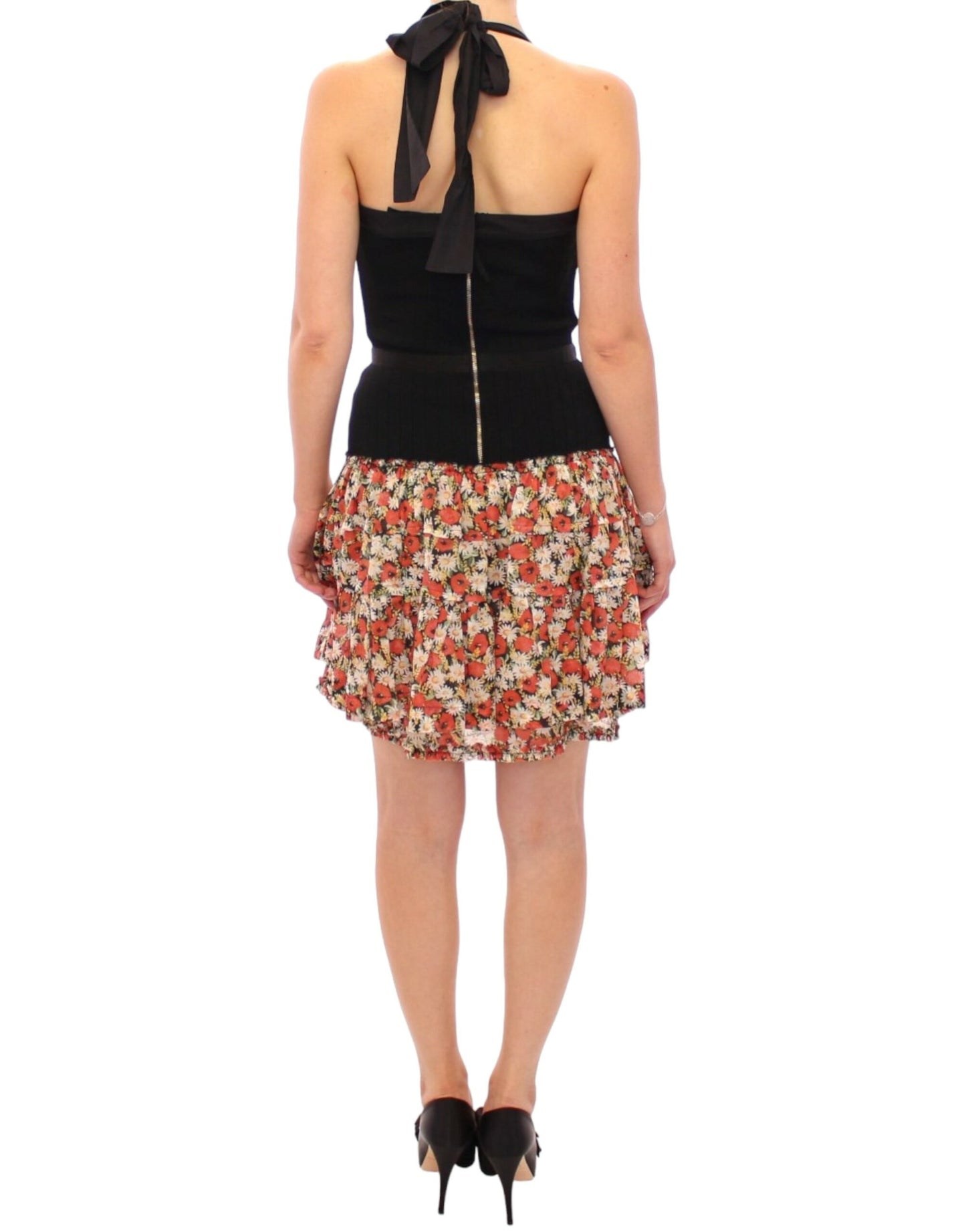 Dolce & Gabbana elegante abito a palloncino con scollo all'americana floreale