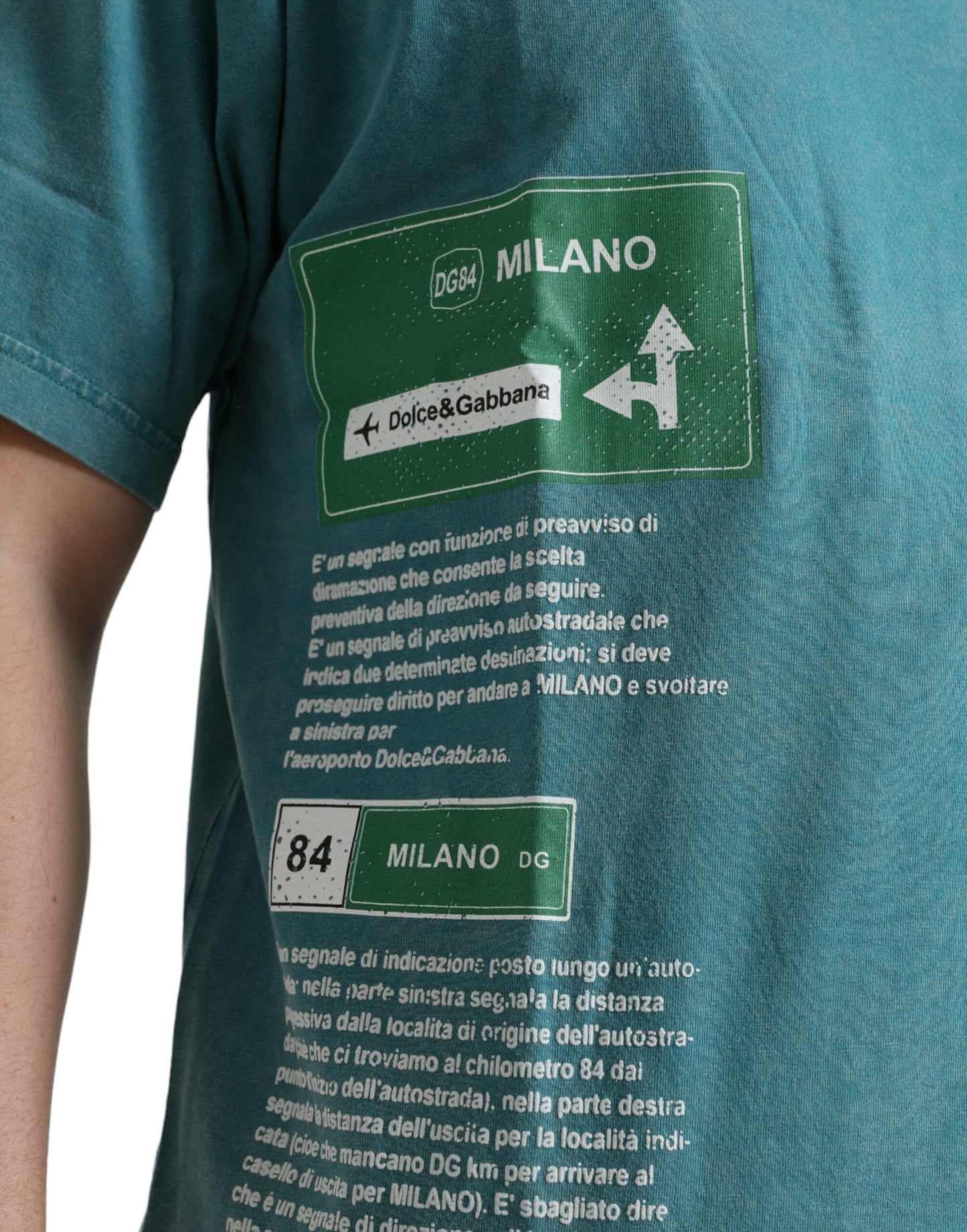 Dolce & Gabbana T-shirt in cotone con motivo Milano blu chic