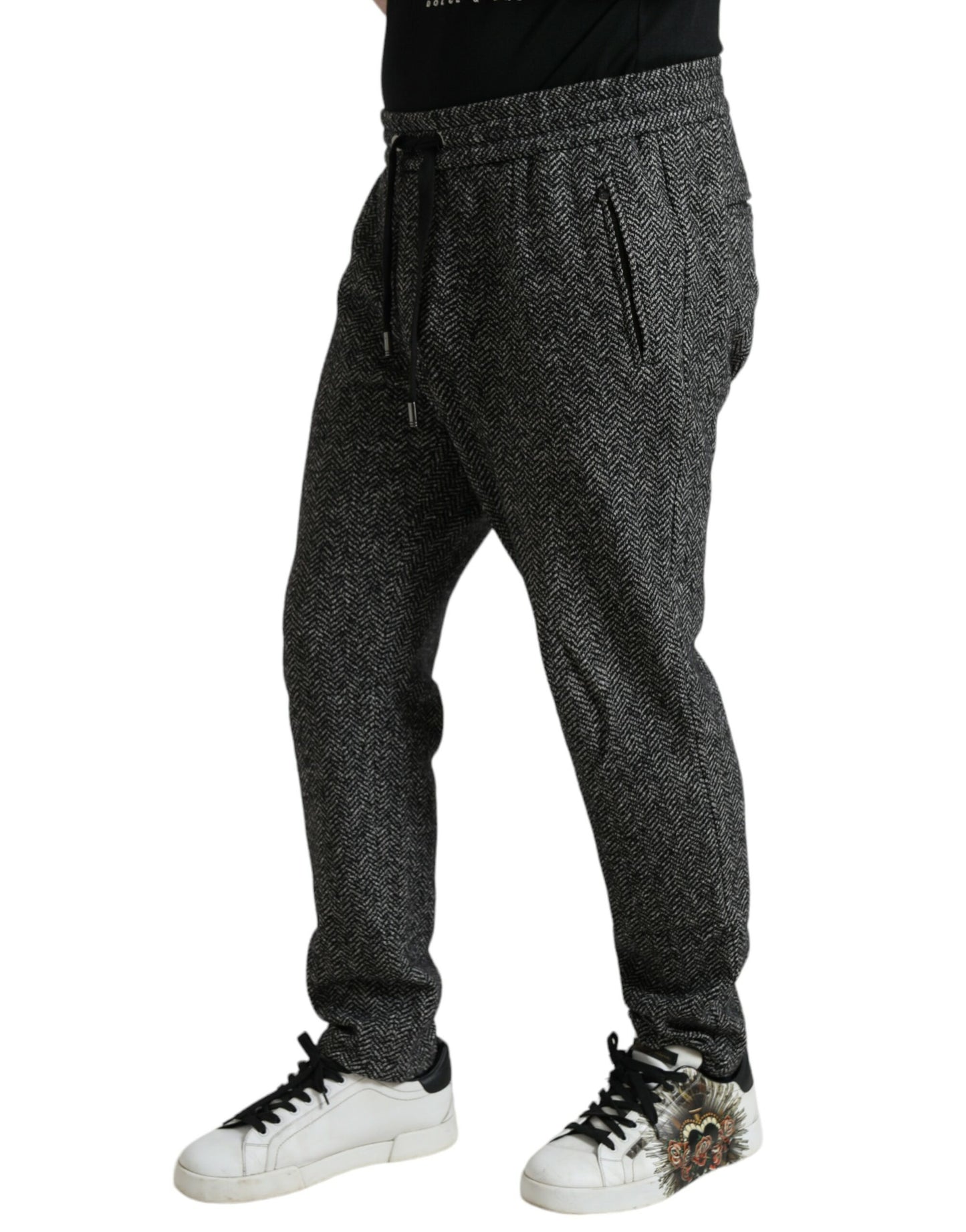 Dolce & Gabbana Eleganti Joggers in misto lana grigio scuro