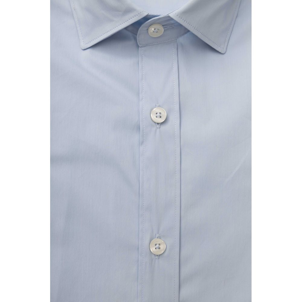 Camicia da uomo in cotone azzurro Bagutta