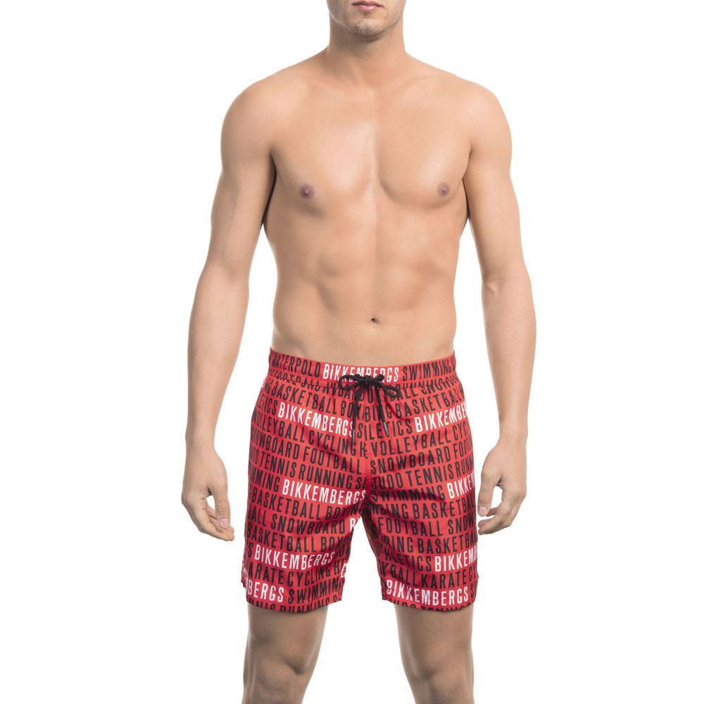 Bikkembergs Pantaloncini da bagno da uomo in poliestere rosso