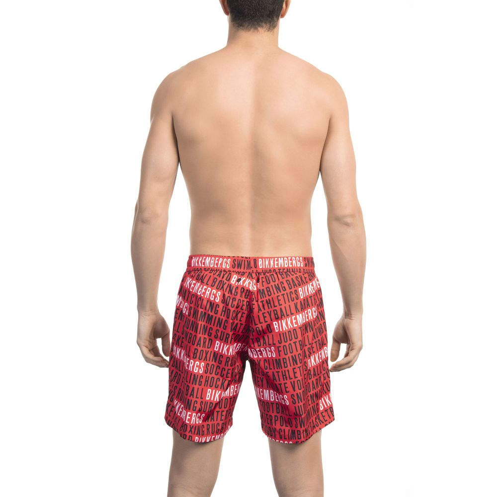 Bikkembergs Pantaloncini da bagno da uomo in poliestere rosso