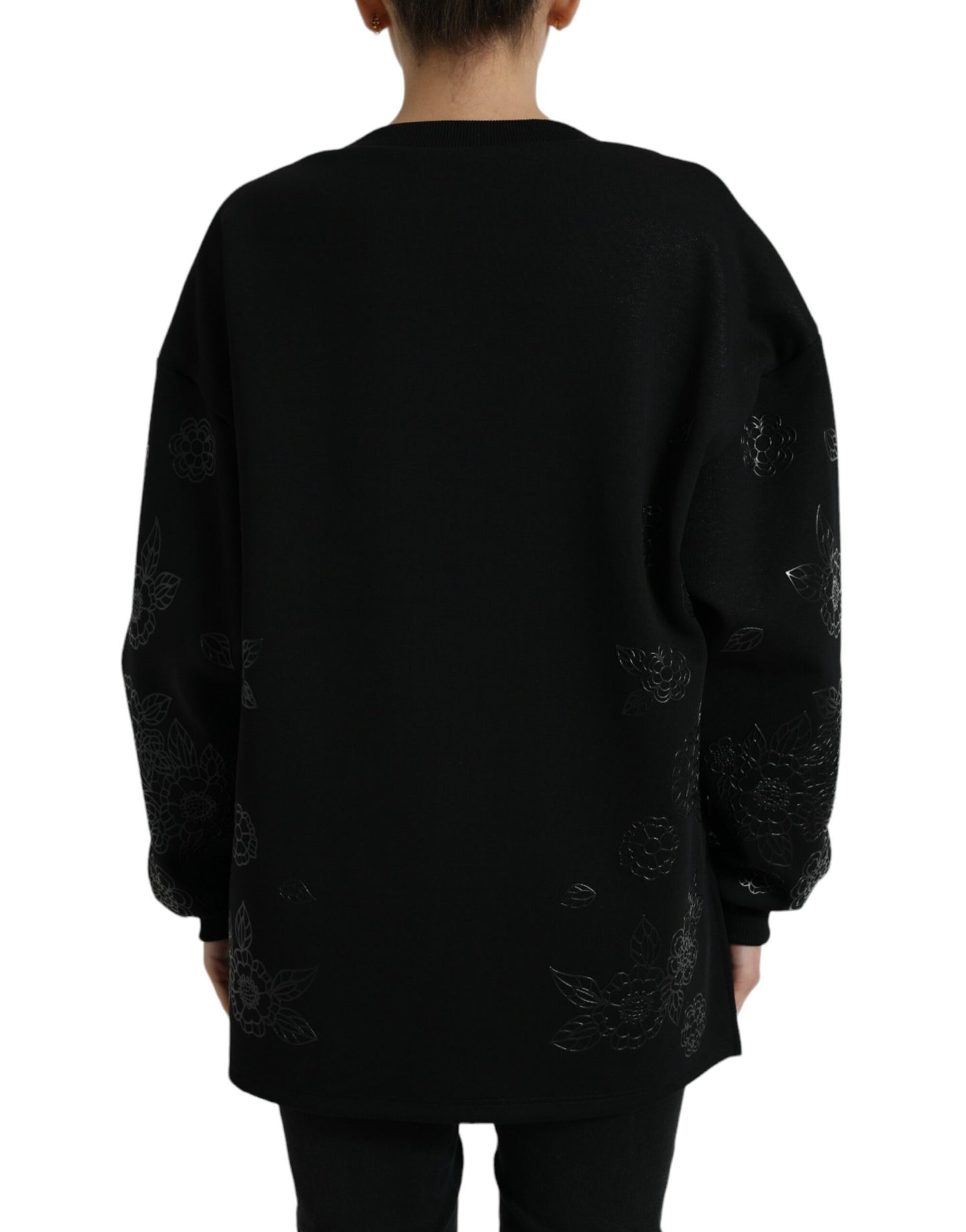 Dolce & Gabbana elegante maglione con applicazioni floreali nere