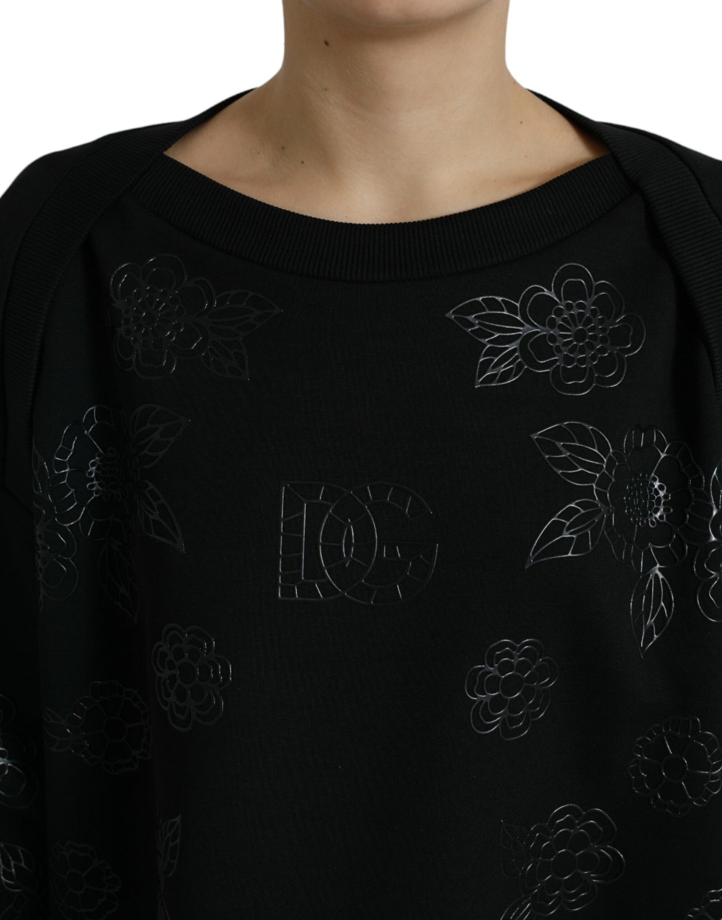 Dolce & Gabbana elegante maglione con applicazioni floreali nere