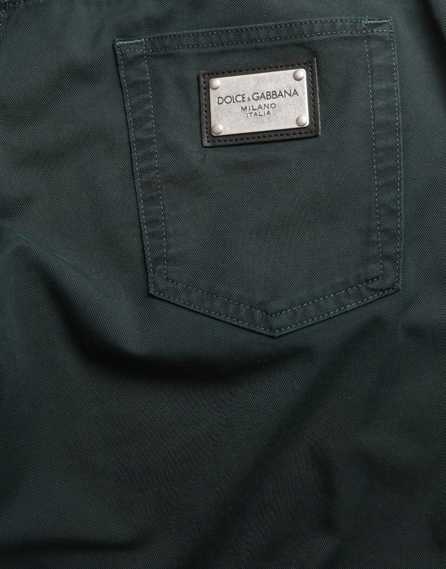 Элегантные зеленые хлопковые джинсы скинни Dolce & Gabbana