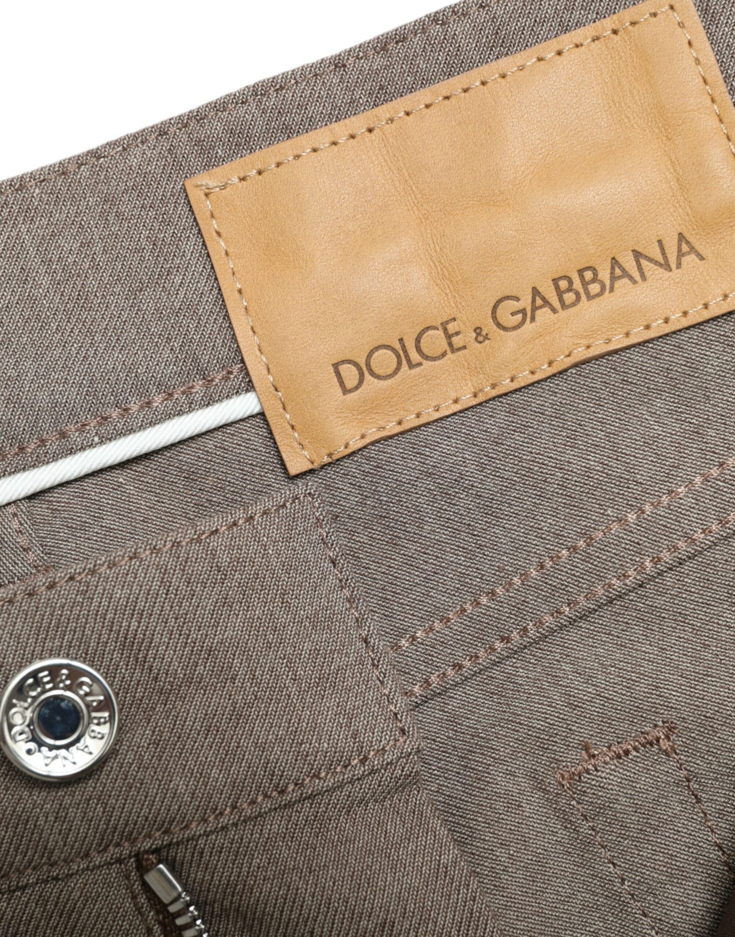 Dolce & Gabbana Элегантные коричневые хлопковые узкие брюки стрейч