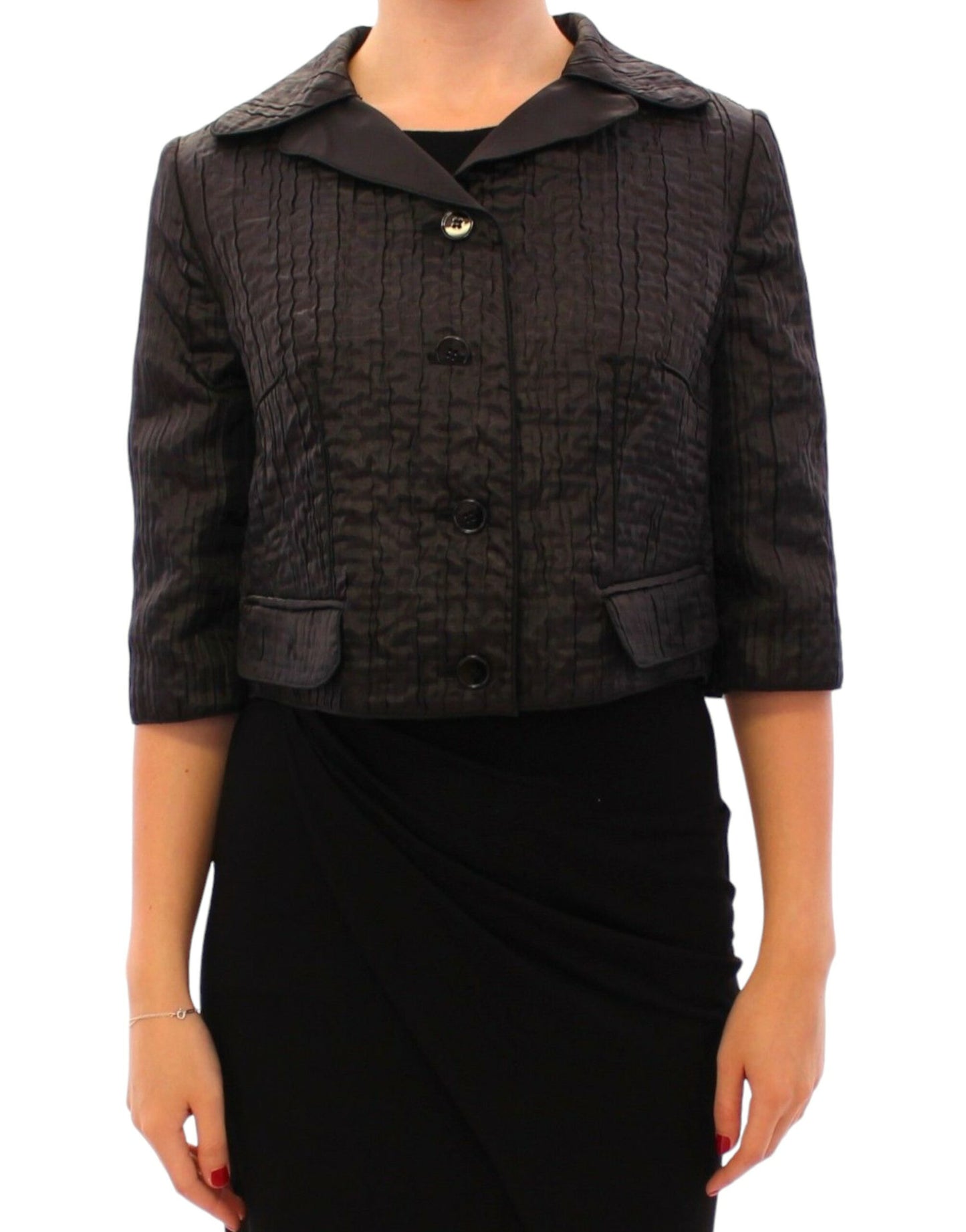 Dolce & Gabbana Elegante giacca Bolero nera con coprispalle
