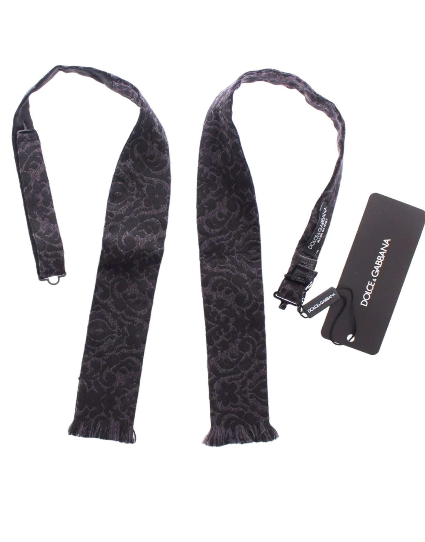 Dolce & Gabbana Elegante papillon nero in misto seta-lana con motivo Paisley