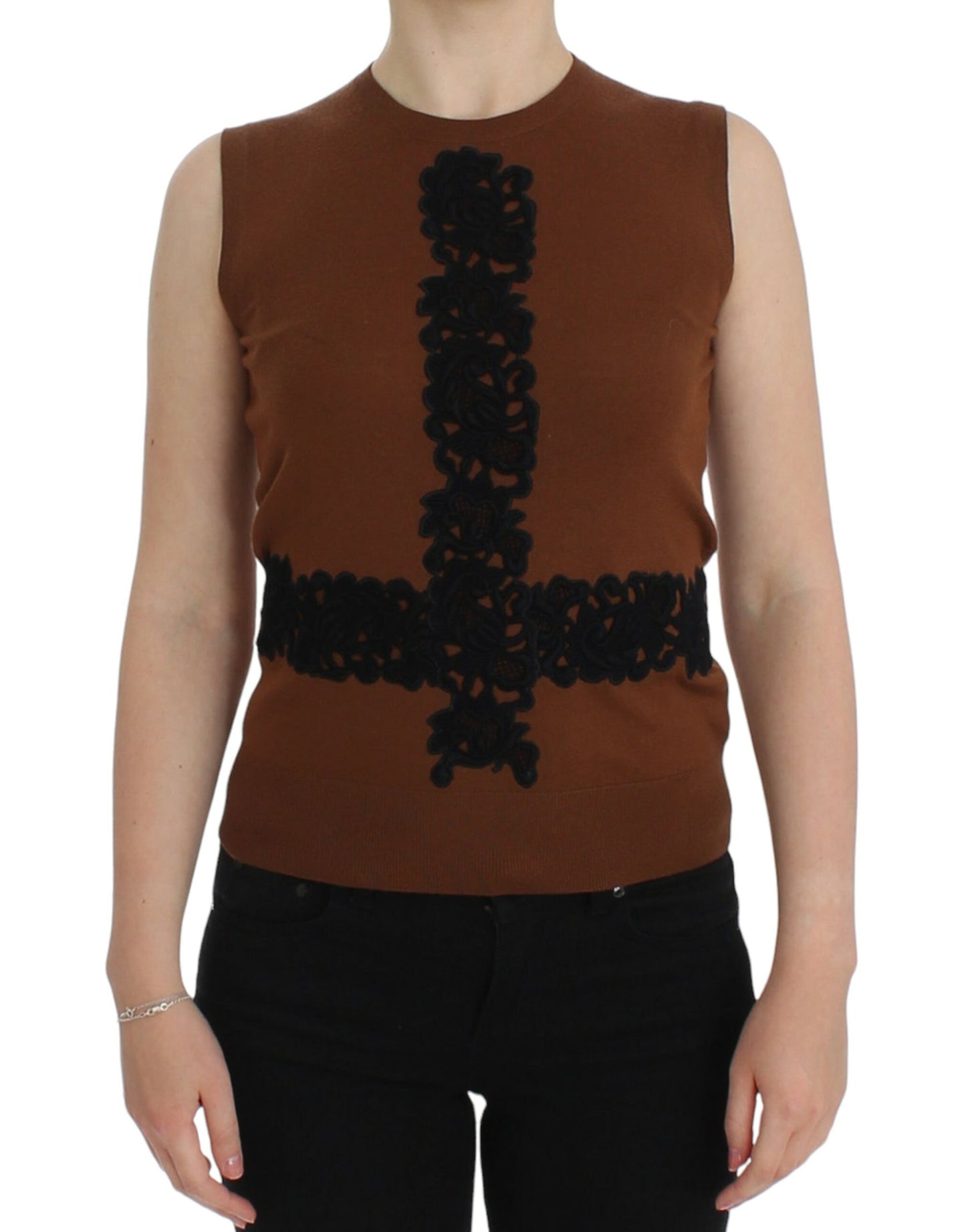 Dolce & Gabbana Gilet senza maniche in lana e pizzo senza tempo